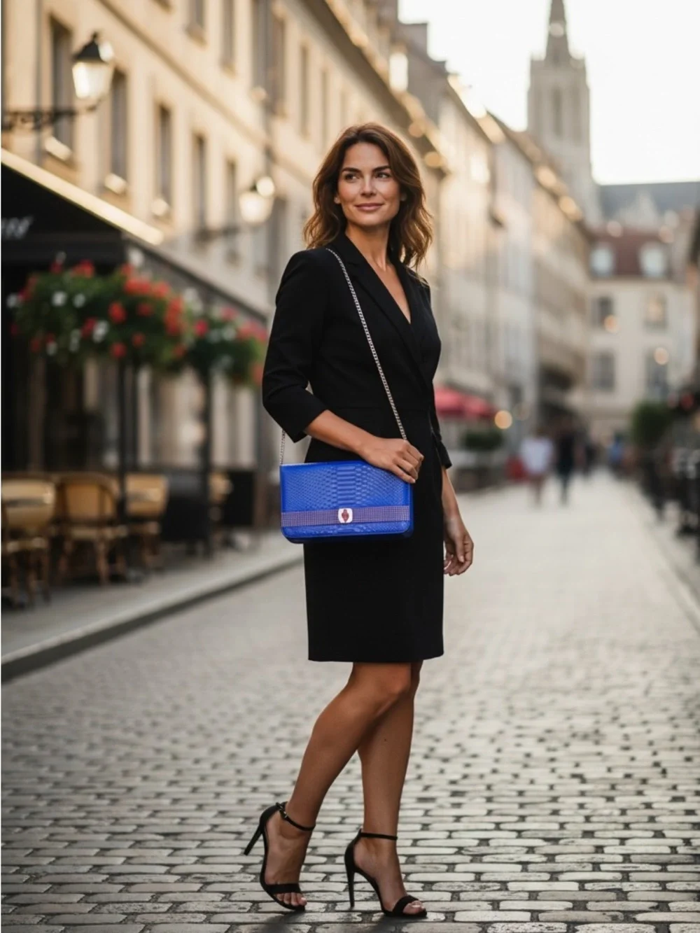 Christian Dior Python Clutch Blue Crystal Accent Chain Crossbody - Picture 5 of 5
